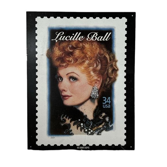 Vintage Other - Lucille Ball 34ct Stamp 2001 12"x16" Tin Sign